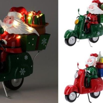 SANTA ON SCOOTER 25CM WITH LED - ASSORTED 
