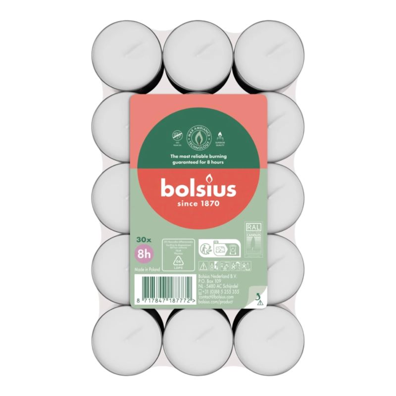 BOLSIUS 8H TEALIGHT 30PK