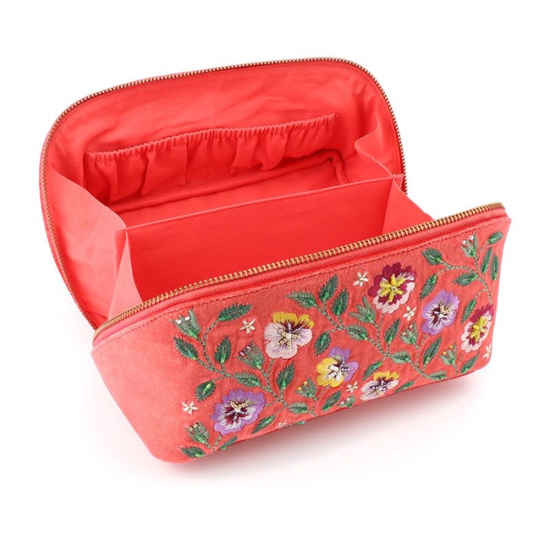 POM : Coral Red Velvet Fold Out Vanity Case
