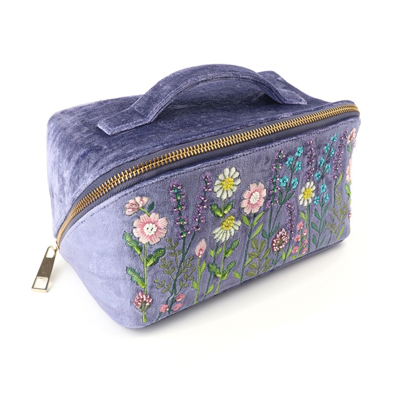 POM : Lilac Blue Velvet Fold Out Vanity Case