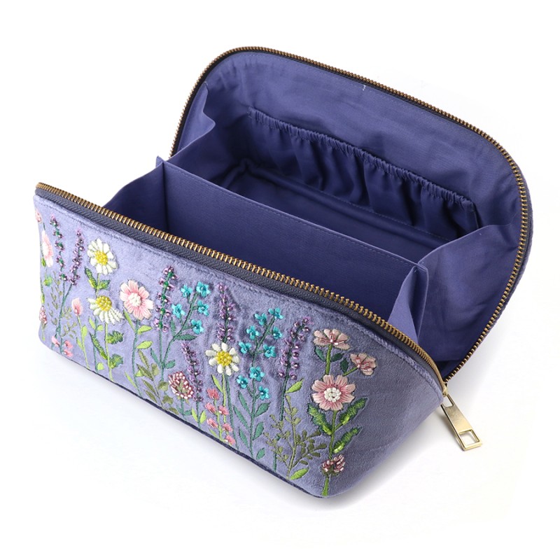 POM : Lilac Blue Velvet Fold Out Vanity Case