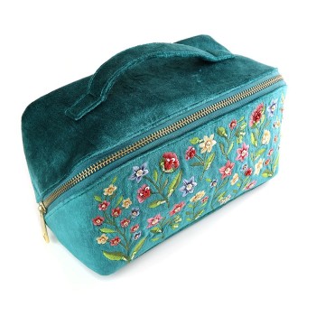 POM : Teal Velvet Fold Out Vanity Case