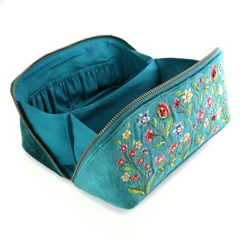 POM : Teal Velvet Fold Out Vanity Case