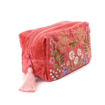 POM : Salmon Pink Wile Meadow Travel / Make Up Bag