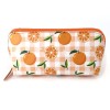 POM : Recycled Leather Travel Case/ Pouch - Orange & Gingham