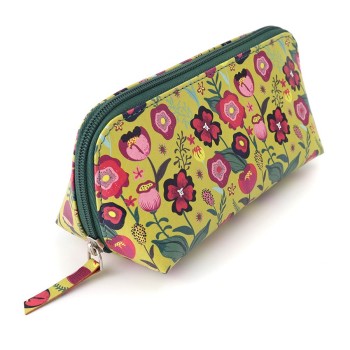 POM : Recycled Leather Travel Case/Pouch - Yellow Mix Retro Floral