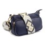 POM : Navy Vegan Leather Cross Body Pocket Bag