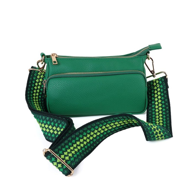 POM : Green Vegan Leather Cross Body Pocket Bag