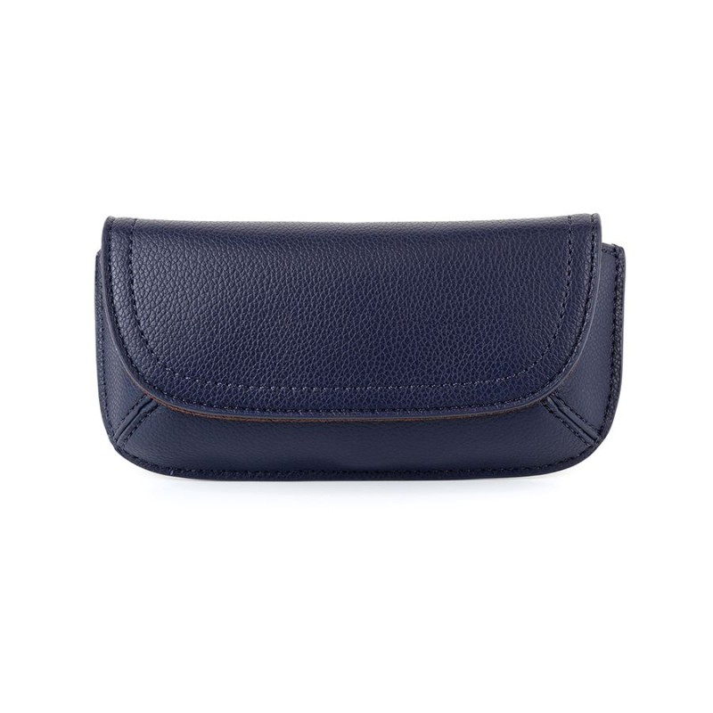 POM : Navy Vegan Leather Glasses Case