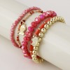 POM: Pink Red Bead Stack Bracelet with Fish & Shell Charm