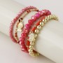 POM: Pink Red Bead Stack Bracelet with Fish & Shell Charm