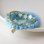 POM: Aqua & Gold Bead Stack Bracelet with Shell & Star Charm