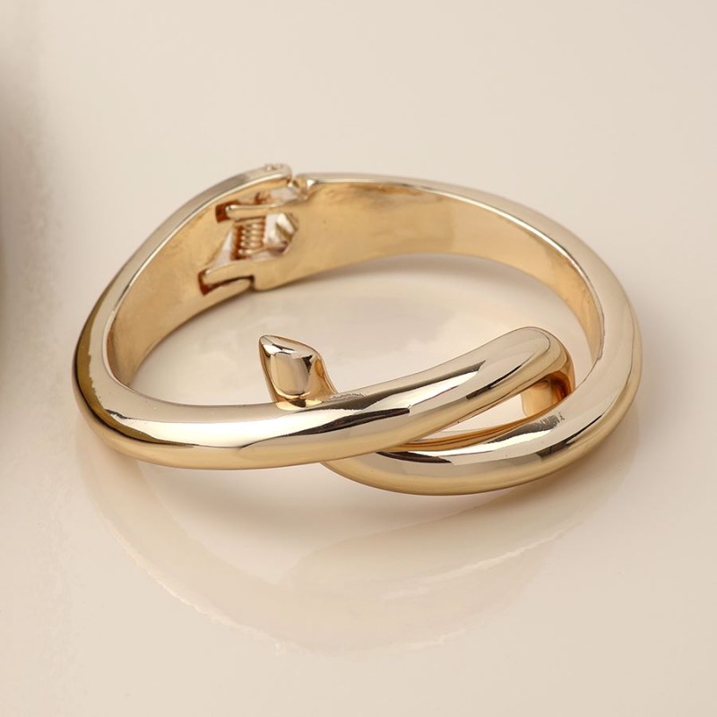 POM: Golden Cross Over Hinged Bangle