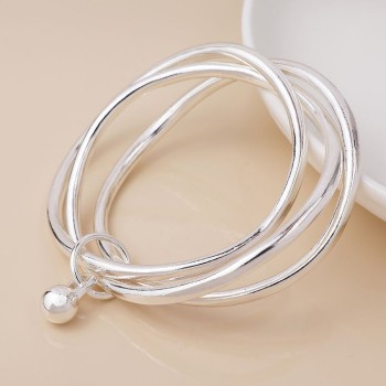 POM: Silver Plated Triple Bangle Stack