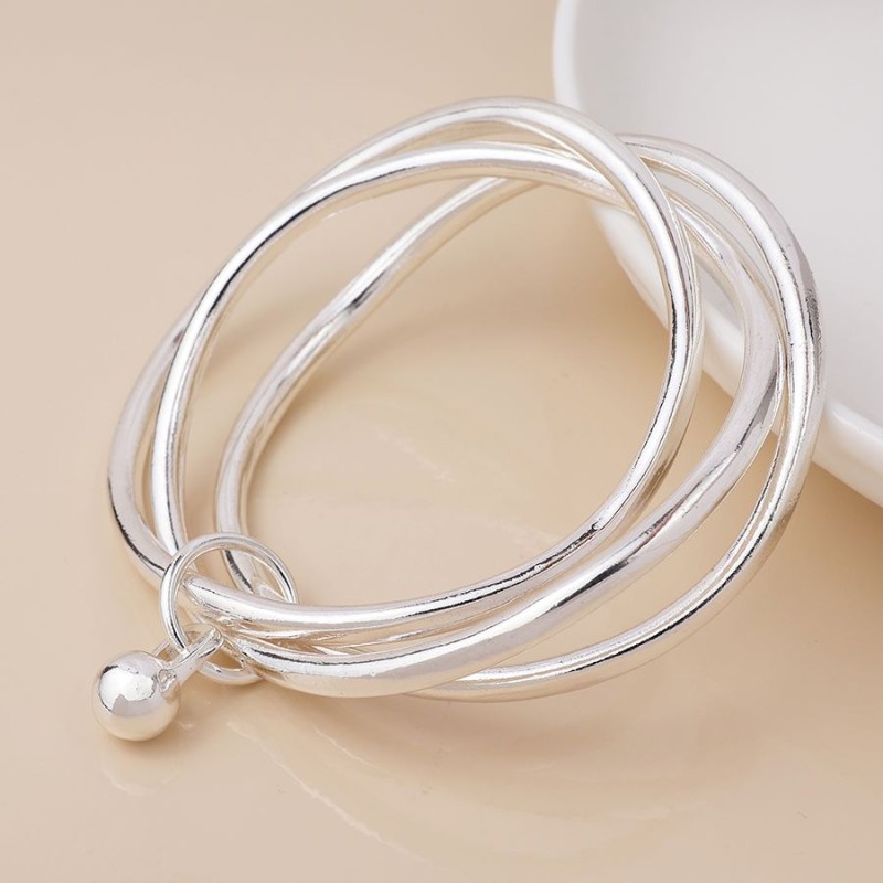 POM: Silver Plated Triple Bangle Stack