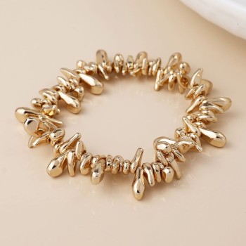 POM: Irregular Pebbles Beaded Golden Bracelet