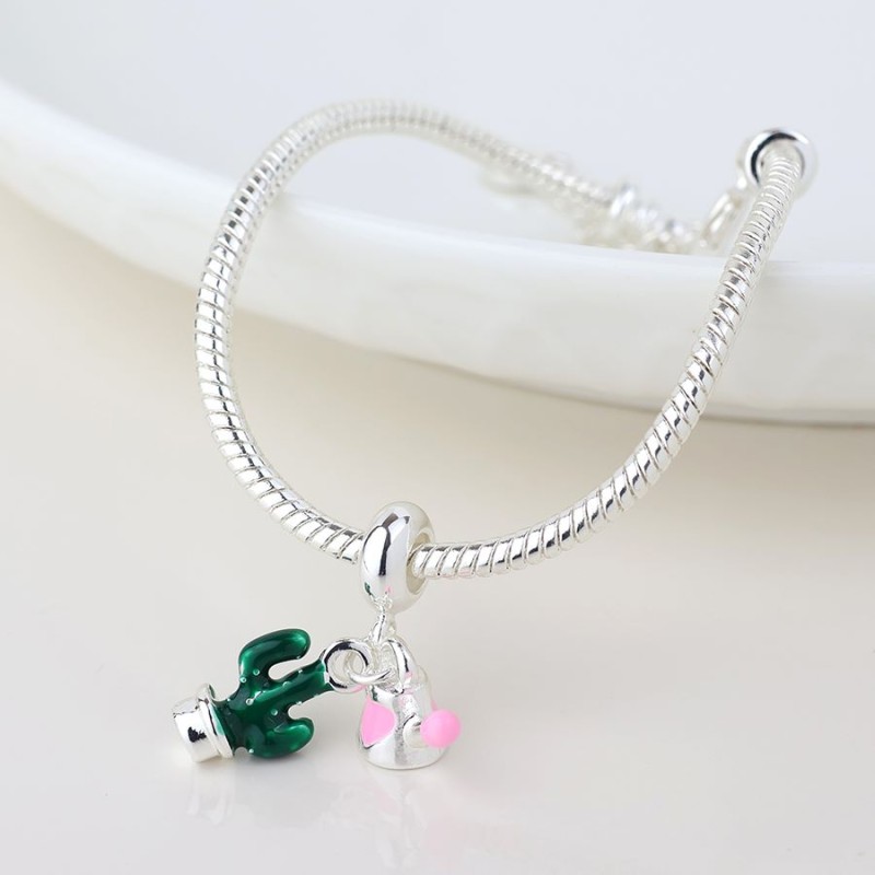 POM: Silver Plated Bracelet with Cactus Charm