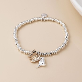 POM: Silver Plated Bead Bracelet with Gold Butterfly