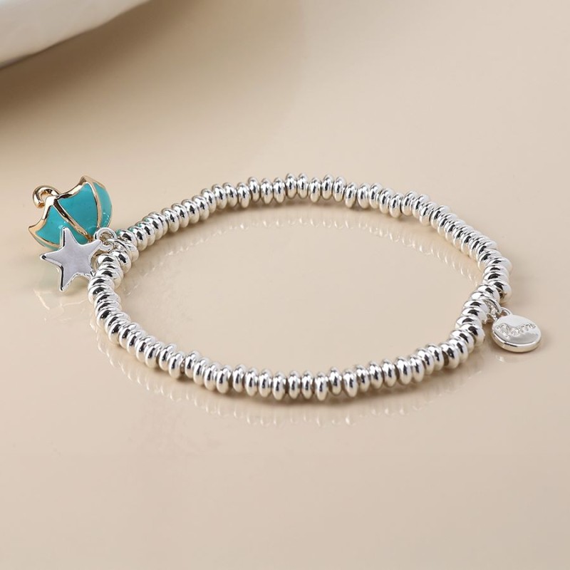 POM: Silver Plated Bead Bracelet with Gold Umbrella