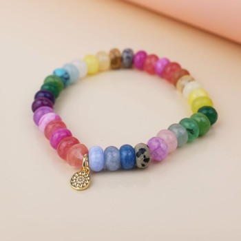 POM: Neon Rainbow Stone Bracelet with Charm