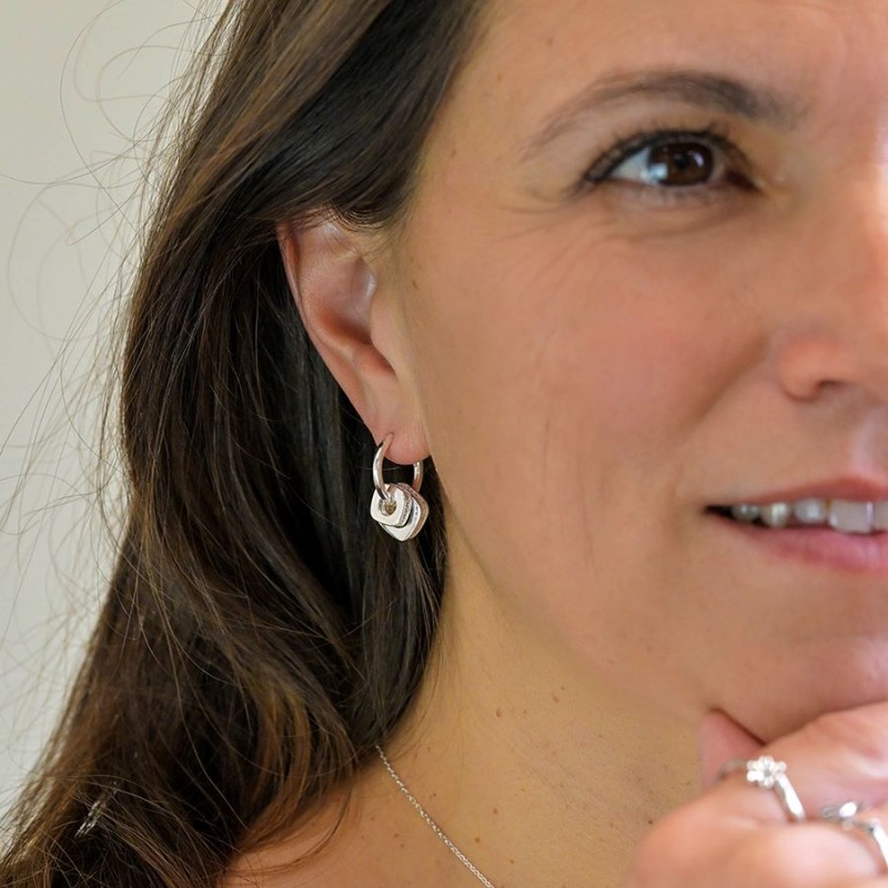 POM: Silver Plated Ring On Creole Hoop Earrings