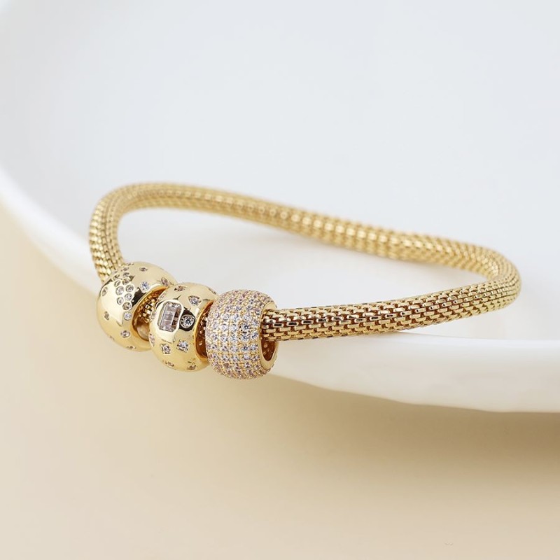 POM: Golden Snake Mesh Stretch Bracelet with Triple Rings