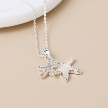 POM: Silver Plated Double Starfish Necklace