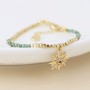 POM: Golden & Turquoise Bead Sun Charm Bracelet