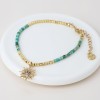 POM: Golden & Turquoise Bead Sun Charm Bracelet