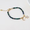 POM: Golden & Dark Bead Moon & Star Charm Bracelet