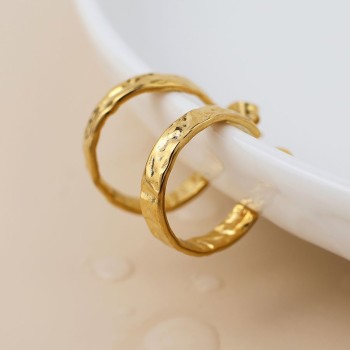 POM: C Hoop Gold Plated Beaten Earrings