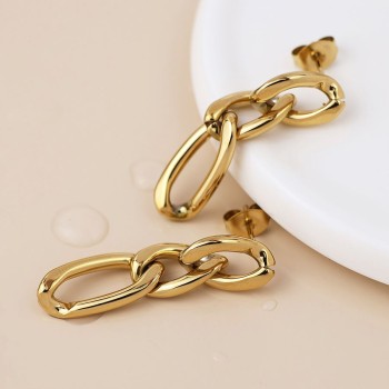 POM: Irregular Gold Plated Link Chain Earrings