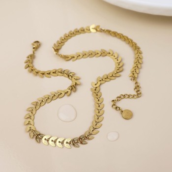 POM: Gold Plated Chevron Leaf Necklace