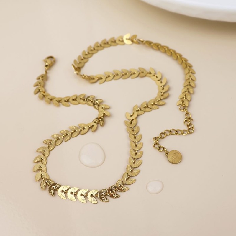 POM: Gold Plated Chevron Leaf Necklace