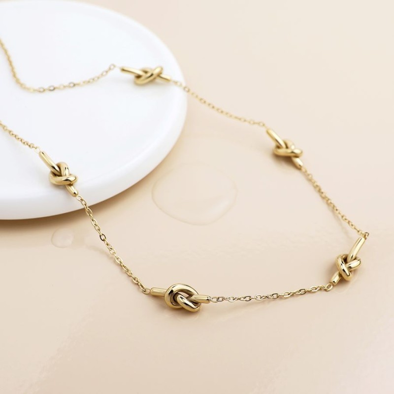 POM: Gold Plated Knot Station Necklace