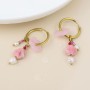 POM: Hoops & Pink Floral Mix Bead Earrings