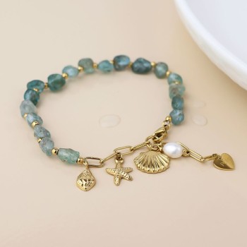 POM: Aqua & Bead Bracelet with Sea Side Charms