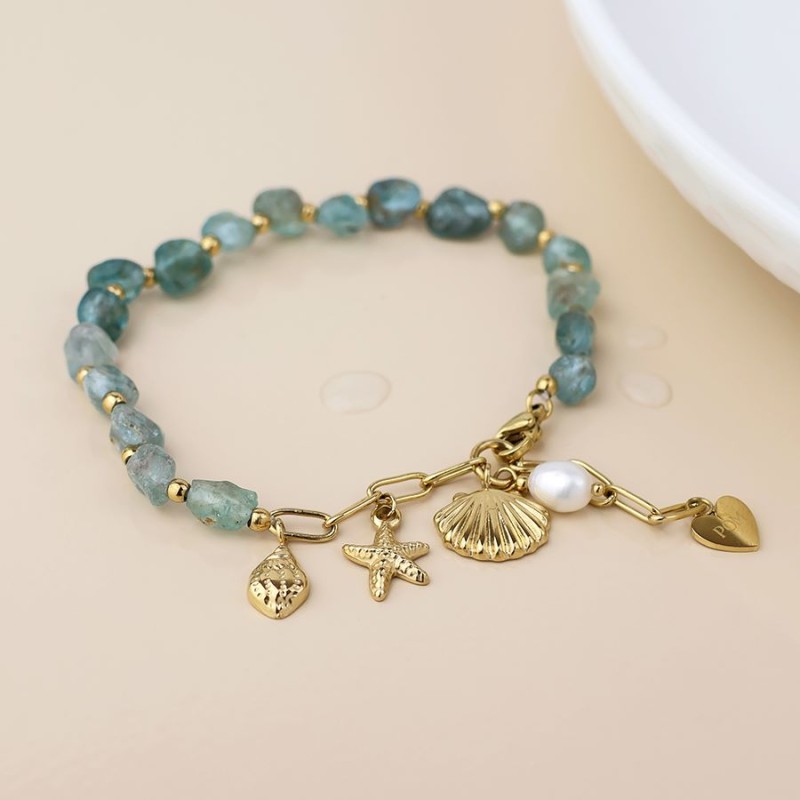 POM: Aqua & Bead Bracelet with Sea Side Charms