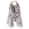 POM : Grey Mix Leaf Print Organic Cotton Scarf
