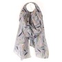 POM : Grey Mix Leaf Print Organic Cotton Scarf