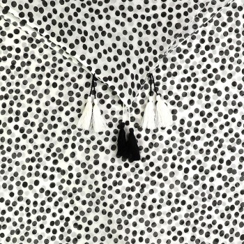 POM : White/Black Polka Dot Organic Cotton Scarf
