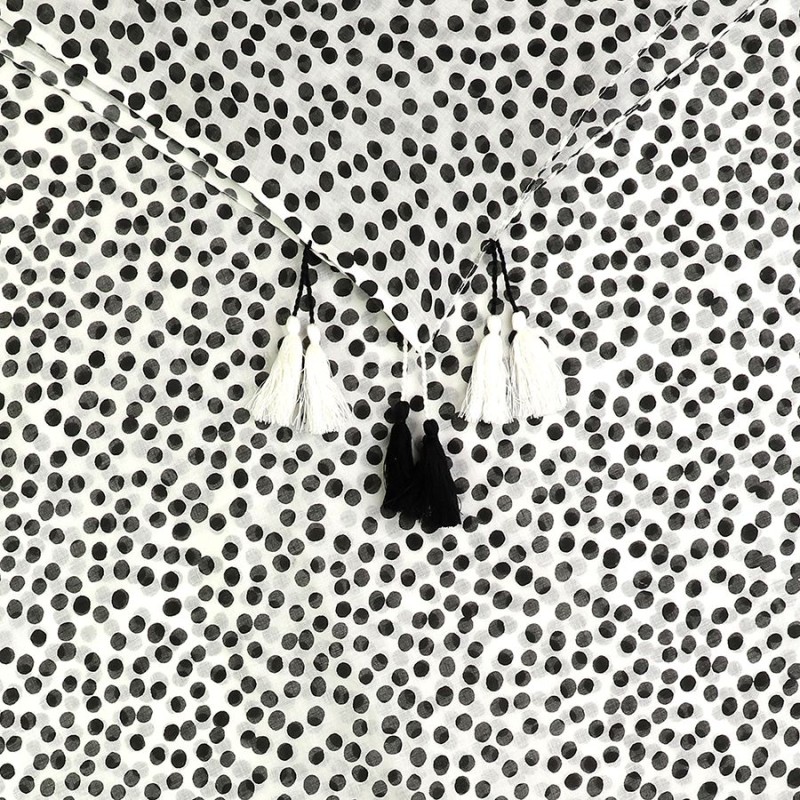 POM : White/Black Polka Dot Organic Cotton Scarf