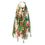 POM : Green / White / Floral Organic Cotton Scarf