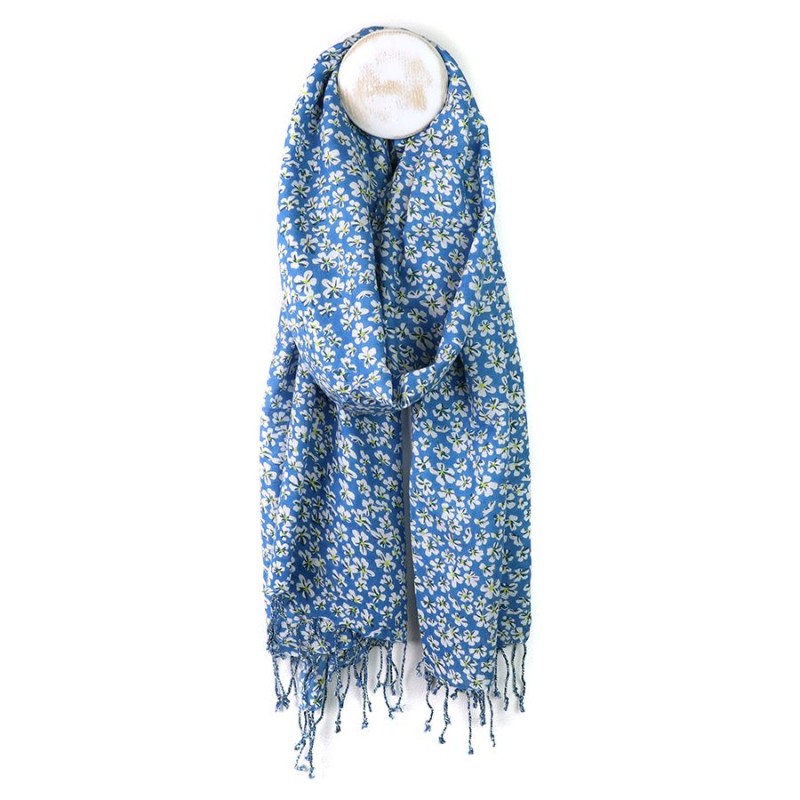 POM : Cobalt Blue Ditsy Floral Modal Scarf
