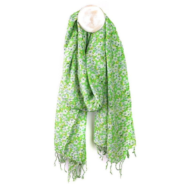 POM : Lime Green Ditsy Floral Modal Scarf