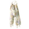 POM : Lilac / Rust Flowers on White Modal Scarf