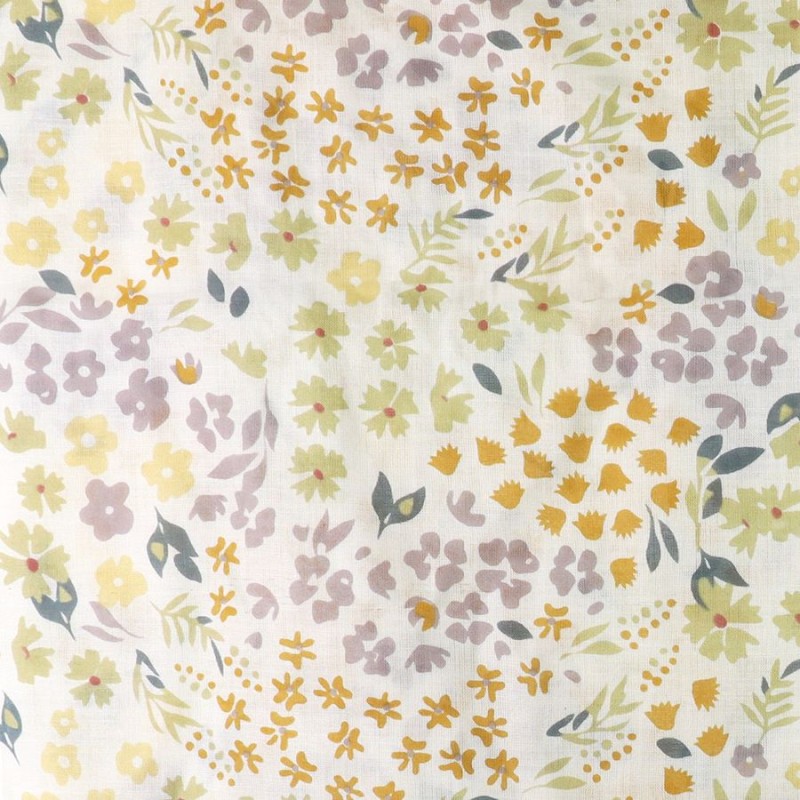 POM : Lilac / Rust Flowers on White Modal Scarf