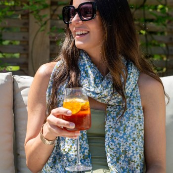 POM : Teal Blue Mix Ditsy Floral Scarf