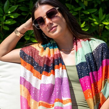 POM : Multi Colour Block Stripe Scarf
