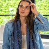 POM : Navy Speckle Foil Print Scarf
